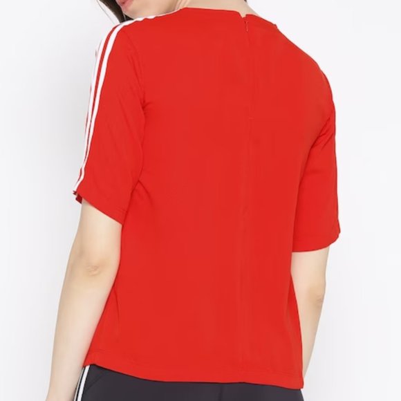ADIDAS ORIGINALS Women Red Solid 3 Stripe T-shirt - Picture 2 of 5